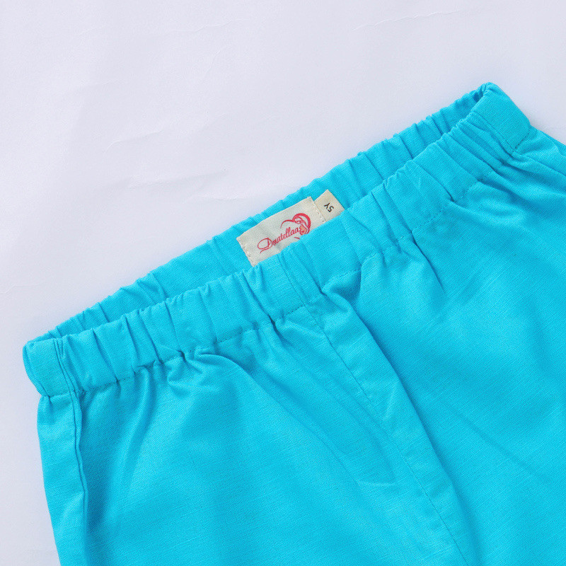 Soft 12M-5Y Linen Organic Cotton Long Pants Summer Spring Sky Blue color 